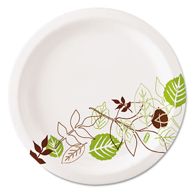 Pathways Soak-Proof Shield Mediumweight Paper Plates, 6.88" dia, Green/Burgundy, 125/Pack, 8 Packs/Carton