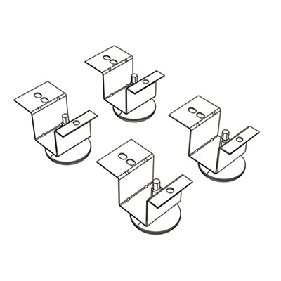 Brigade Pedestal Adjustable Glides, Rigid Mount Plate, 2" x 2" Glide, Black, 4/Set