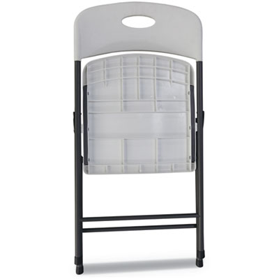 Molded Resin Folding Chair, Supports Up to 225 lb, 18.19" Seat Height, White Seat, White Back, Dark Gray Base, 4/Carton