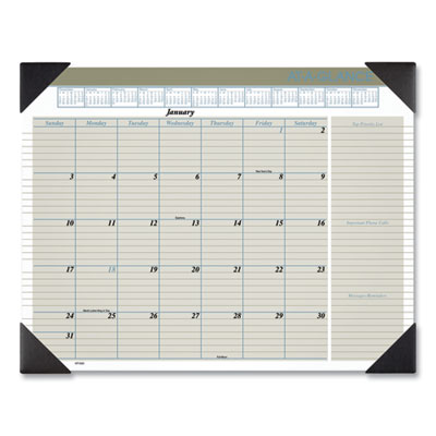 Executive Monthly Desk Pad Calendar, 22 x 17, White Sheets, Black Corners, 12-Month (Jan to Dec): 2024