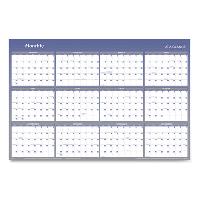 Vertical/Horizontal Erasable Quarterly/Monthly Wall Planner, 32 x 48, 12-Month (Jan to Dec): 2024