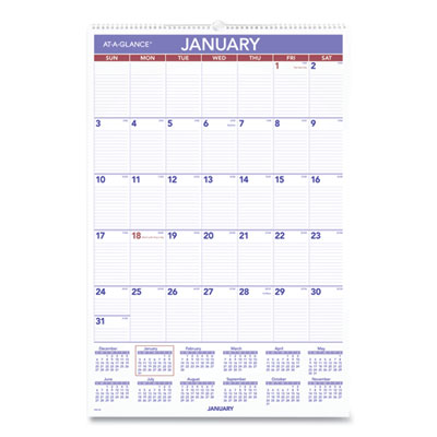 Monthly Wall Calendar with Ruled Daily Blocks, 20 x 30, White Sheets, 12-Month (Jan to Dec): 2024