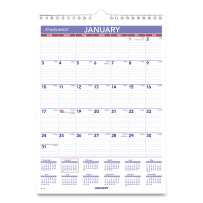 Monthly Wall Calendar with Ruled Daily Blocks, 8 x 11, White Sheets, 12-Month (Jan to Dec): 2024