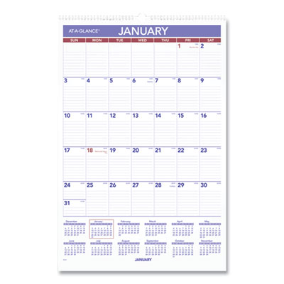 Monthly Wall Calendar with Ruled Daily Blocks, 15.5 x 22.75, White Sheets, 12-Month (Jan to Dec): 2024