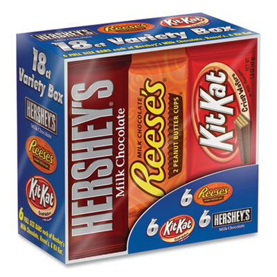 Full Size Chocolate Candy Bar Variety Pack, Assorted 1.5 oz Bar, 18 Bars/Carton, Ships in 1-3 Business Days