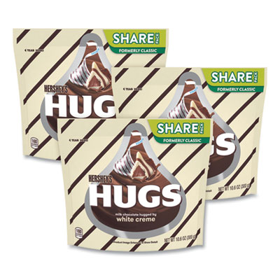 HUGS Candy, Milk Chocolate with White Creme, 1.6 oz Bag, 3 Bags/Pack, Ships in 1-3 Business Days