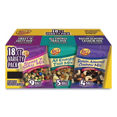 Trail Mix Variety Pack, Assorted Flavors, 18 Packets/Carton, Ships in 1-3 Business Days
