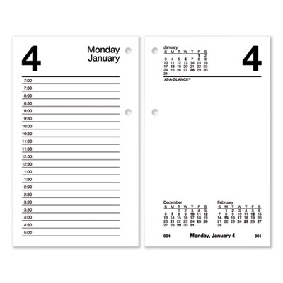 Desk Calendar Refill with Tabs, 3.5 x 6, White Sheets, 12-Month (Jan to Dec): 2024