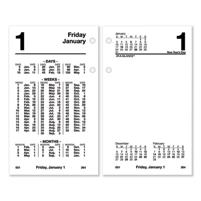 Financial Desk Calendar Refill, 3.5 x 6, White Sheets, 12-Month (Jan to Dec): 2024