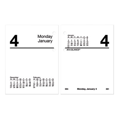 Compact Desk Calendar Refill, 3 x 3.75, White Sheets, 12-Month (Jan to Dec): 2024