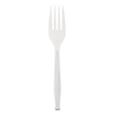 Elegant Dinnerware Heavyweight Cutlery, Polystyrene, Fork, White, 500/Box