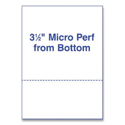 Perforated and Punched Laser Cut Sheets, Micro-Perforated 3.5" from Bottom, 24 lb Bond Weight, 8.5 x 11, White, 500/Ream