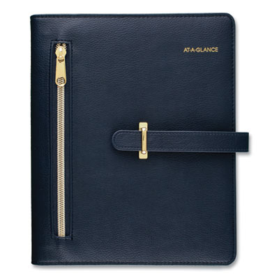 Buckle Closure Planner/Organizer Starter Set, 8.5 x 5.5, Navy Blue/Gold Cover, 12-Month (Jan to Dec): Undated