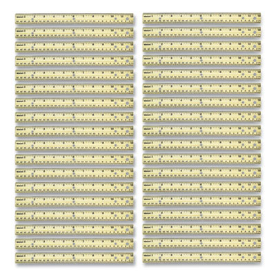 Three-Hole Punched Wood Ruler, Standard/Metric, 12" (30 cm) Long, Natural Wood, 36/Box