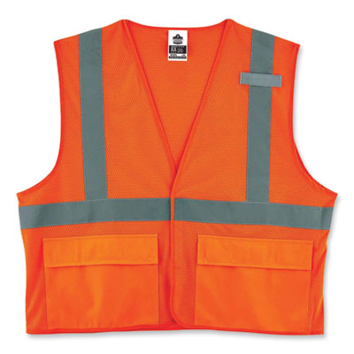 GloWear 8220HL Class 2 Standard Mesh Hook and Loop Vest, Polyester, 2X-Large/3X-Large, Orange, Ships in 1-3 Business Days
