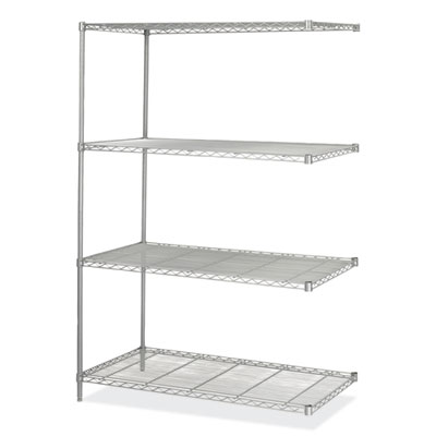 Industrial Add-On Unit, Four-Shelf, 48w x 24d x 72h, Steel, Metallic Gray, Ships in 1-3 Business Days