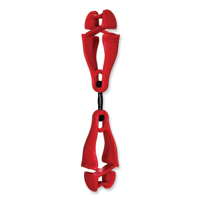 Squids 3420 Dual Clip Swivel Glove Clip Holder, 1 x 0.6 x 5.5, Acetal Copolymer, Red,100/Pack, Ships in 1-3 Business Days