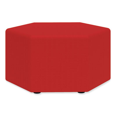 Learn 30" Hexagon Vinyl Ottoman, 30w x 30d x 18h, Red, Ships in 1-3 Business Days