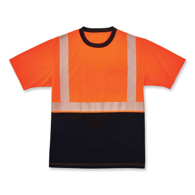 GloWear 8280BK Class 2 Performance T-Shirt with Black Bottom, Polyester, 2X-Large, Orange, Ships in 1-3 Business Days