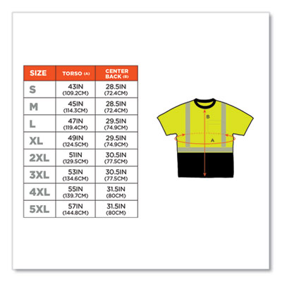 GloWear 8280BK Class 2 Performance T-Shirt with Black Bottom, Polyester, Large, Lime, Ships in 1-3 Business Days