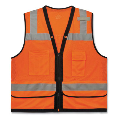 GloWear 8253HDZ Class 2 Heavy-Duty Mesh Surveyors Vest, Polyester, 2X-Large/3X-Large, Orange, Ships in 1-3 Business Days