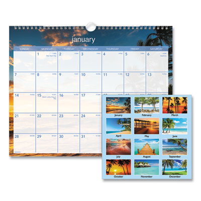 Tropical Escape Wall Calendar, Tropical Escape Photography, 15 x 12, Pale Blue/Multicolor Sheets, 12-Month (Jan to Dec): 2024