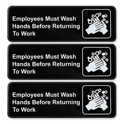 Indoor/Outdoor Restroom with Braille Text, 6" x 9", Black Face, White Graphics, 3/Pack