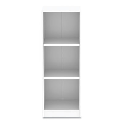 Three-Shelf Narrow-Footprint Bookcase, 15.75" x 11.42" x 44.33", White