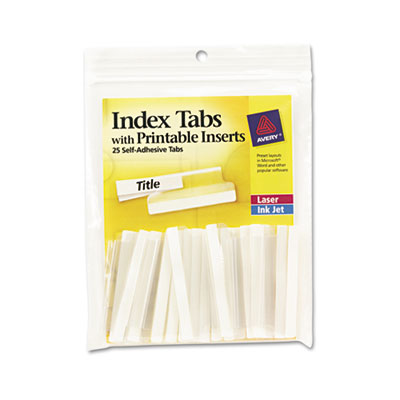 Insertable Index Tabs with Printable Inserts, 1/5-Cut, Clear, 2" Wide, 25/Pack