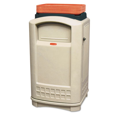 Plaza Lunch Tray Top Container, 50 gal, Plastic, Beige