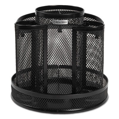 Wire Mesh Spinning Desk Sorter, 8 Compartments, Steel Mesh, 6.5" Diameter x 6.5"h, Black