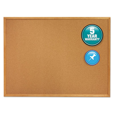 Classic Series Cork Bulletin Board, 36 x 24, Tan Surface, Oak Fiberboard Frame