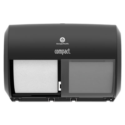 Compact Coreless Side-by-Side 2-Roll Tissue Dispenser, 11.5 x 7.63 x 8, Black