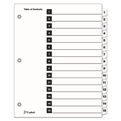 OneStep Printable Table of Contents and Dividers, 15-Tab, 1 to 15, 11 x 8.5, White, White Tabs, 1 Set