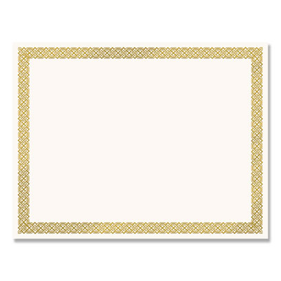 Foil Border Certificates, 8.5 x 11, Ivory/Gold with Braided Gold Border, 12/Pack