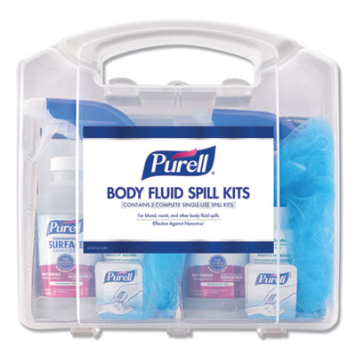 Body Fluid Spill Kit, 4.5" x 11.88" x 11.5", One Clamshell Case with 2 Single Use Refills/Carton