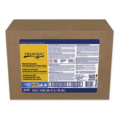 Presence High Performance Low Maintenance Floor Finish, 5 gal Bag-In-Box