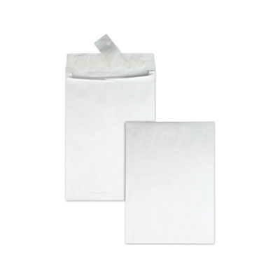 Lightweight 14 lb Tyvek Open End 1.5" Expansion Mailers, #13 1/2, Square Flap, Redi-Strip Closure, 10 x 13, White, 25/Box