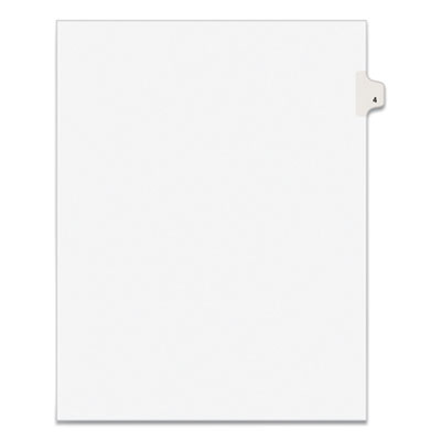 Preprinted Legal Exhibit Side Tab Index Dividers, Avery Style, 10-Tab, 4, 11 x 8.5, White, 25/Pack