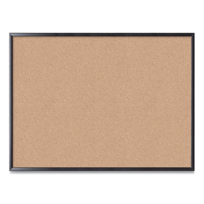 Cork Bulletin Board, 47 x 35, Tan Surface, Black Frame