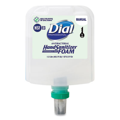 Antibacterial Foaming Hand Sanitizer Refill for Dial 1700 V Dispenser, Fragrance-Free, 1.2 L, 3/Carton