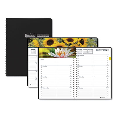 Earthscapes Recycled Weekly/Monthly Planner, Gardens of the World Photography, 10 x 7, Black Cover, 12-Month (Jan-Dec): 2024