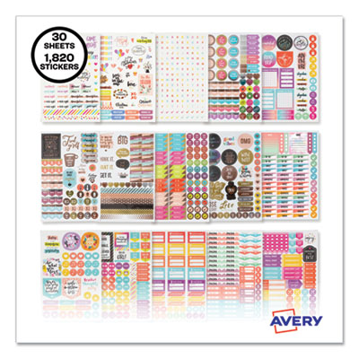 Planner Sticker Variety Pack for Moms, Budget, Family, Fitness, Holiday, Work, Assorted Colors, 1,820/Pack