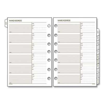 Telephone/Address 1/12-Cut A-Z Tab Refill for Planners/Organizers, 8.5 x 5.5, White Sheets, Undated