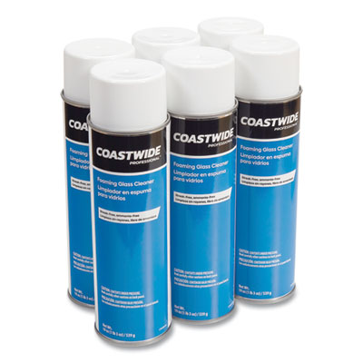 Foaming Glass Cleaner, Fresh and Clean, 19 oz Aerosol Spray, 6/Carton