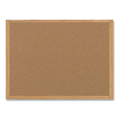 Earth Cork Board, 48 x 36, Tan Surface, Oak Wood Frame