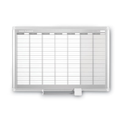 Magnetic Dry Erase Calendar Board, Weekly Calendar, 36 x 24, White Surface, Silver Aluminum Frame