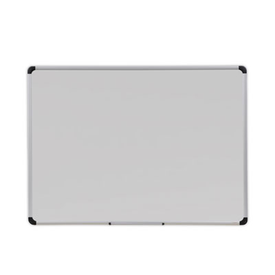 Deluxe Porcelain Magnetic Dry Erase Board, 48 x 36, White Surface, Silver/Black Aluminum Frame