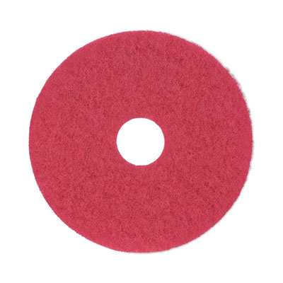 Buffing Floor Pads, 14" Diameter, Red, 5/Carton