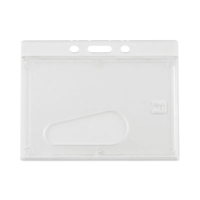 Frosted One-Card Rigid Badge Holders, Horizontal, Frosted 3.68" x 2.75" Holder, 3.38" x 2.13" Insert, 25/Box